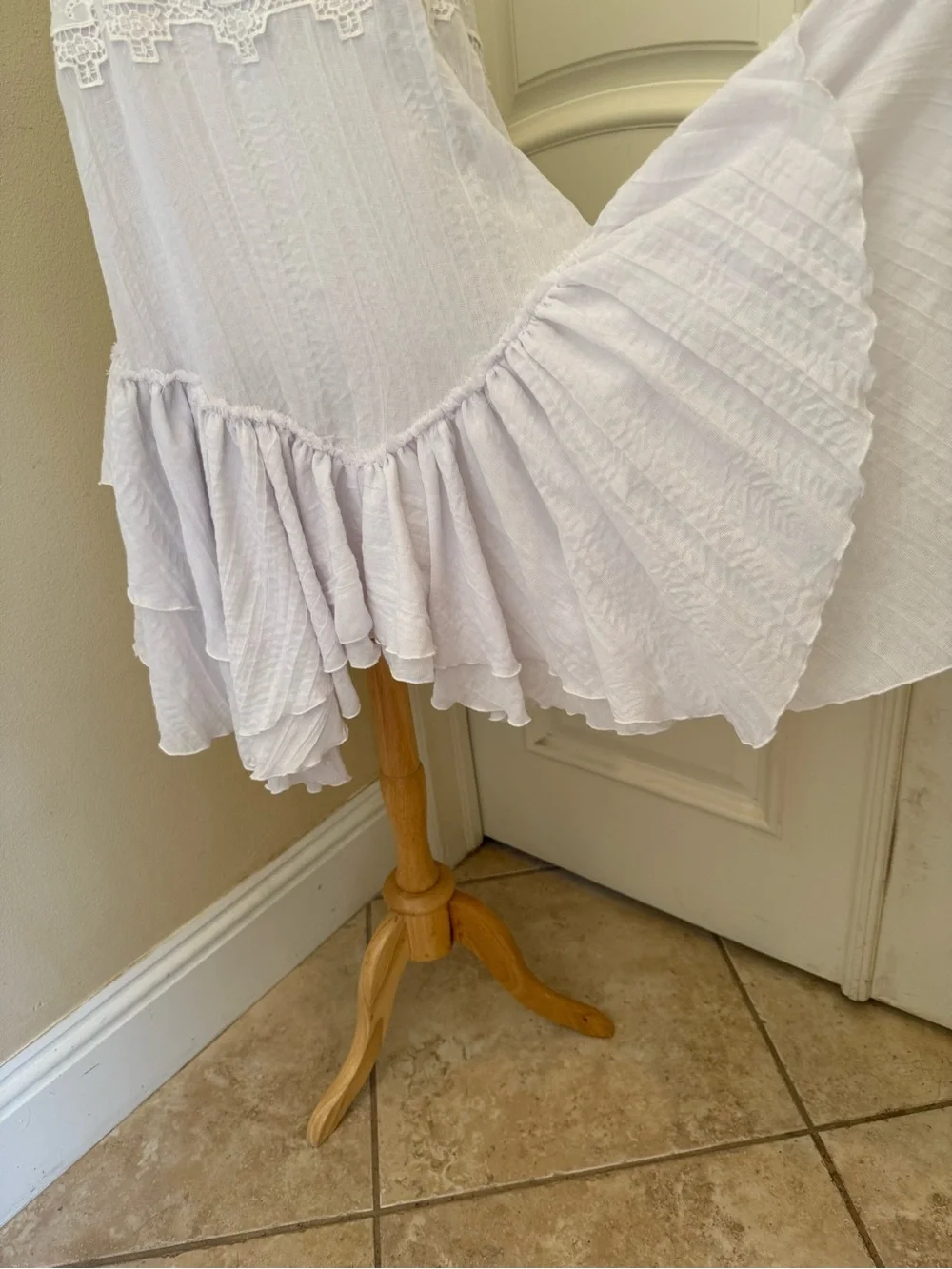 Free People ivory and white boho style handkerchief hem dress